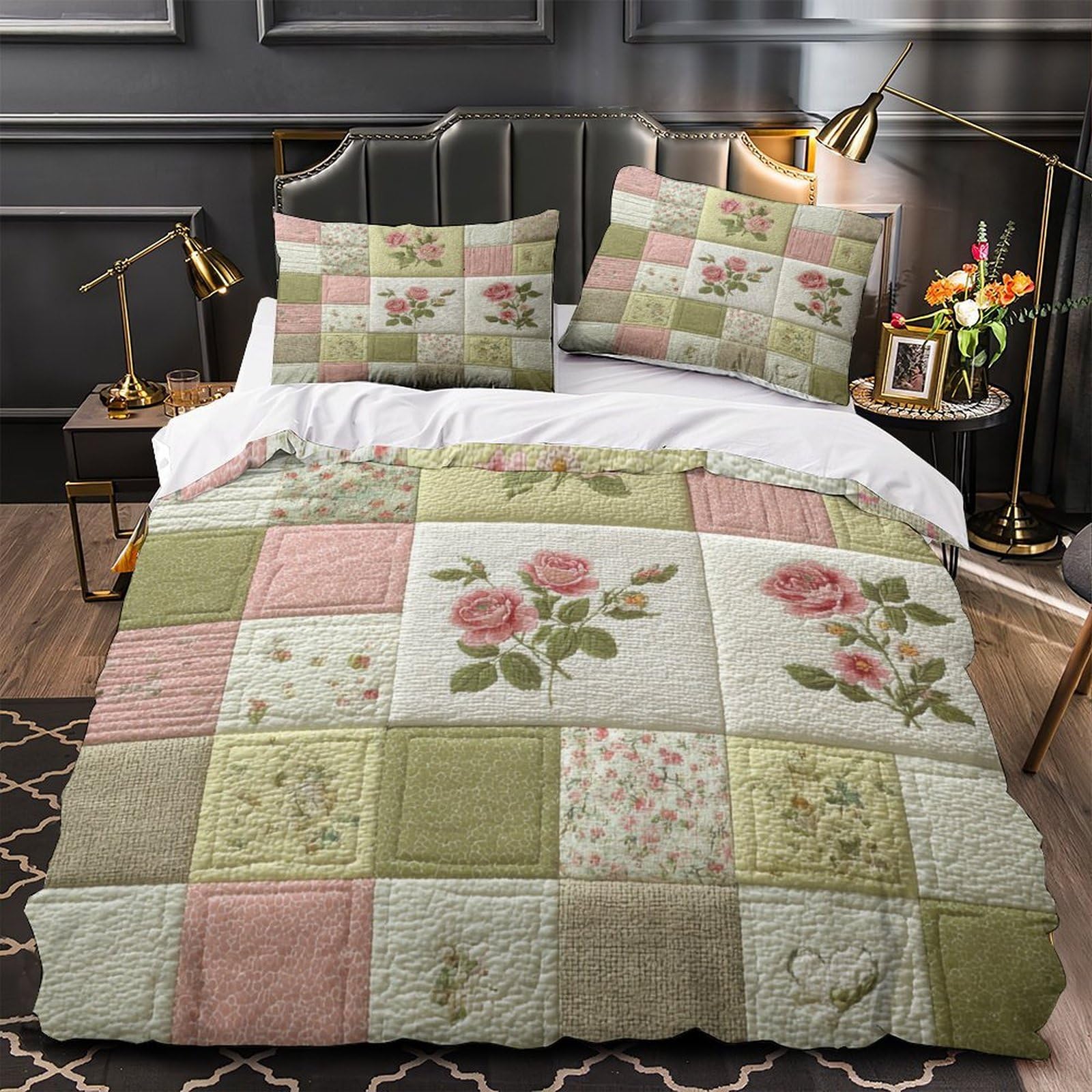 Parure de lit broderie roses 140x200 pour un sommeil doux et réparateur