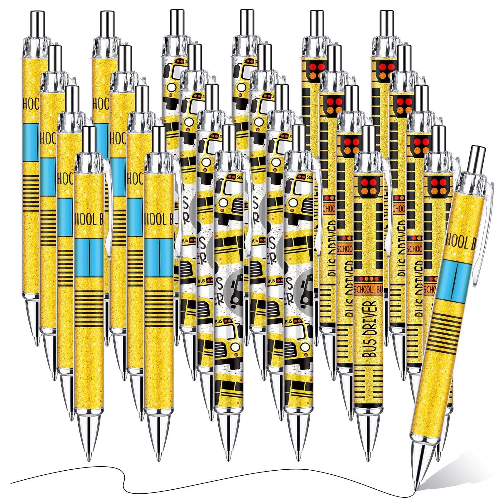 Motipuns 24 Pcs School Bus Driver Appreciation Gifts Bulk Bus Ballpoint Pens Back to School Thank You Gifts for Driver Birthday Retirement