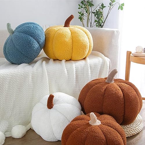 Miniatura 2 de Almohada de calabaza, bonito cojín de felpa suave con forma de calabaza, decoración de otoño para el hogar, cojines de sofá, regalo, blanco, 7.9
