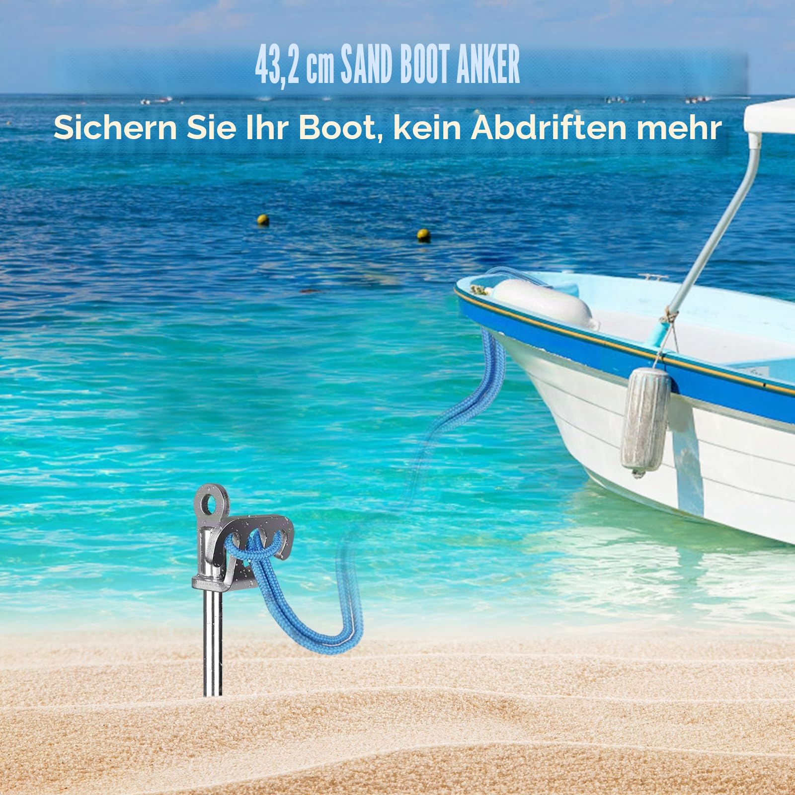 Anker Boot Sandanker für Boote - SUP Anker Edelstahl Bootsanker, Einschraub-Sandbankanker für Flaches Wasser, SUP, Schlauchboot, Jetski, Kajak
