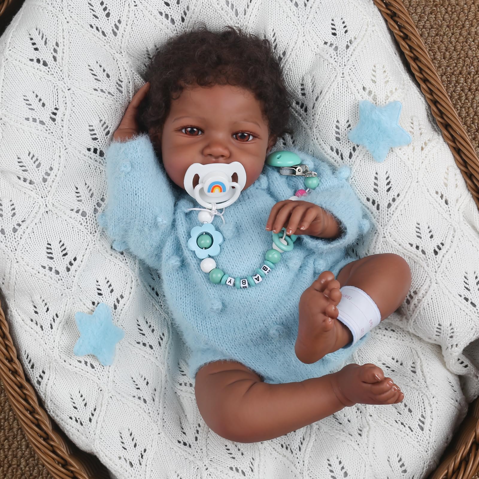 Wooroy Realistic Reborn Baby Dolls Black 18 Inch African American