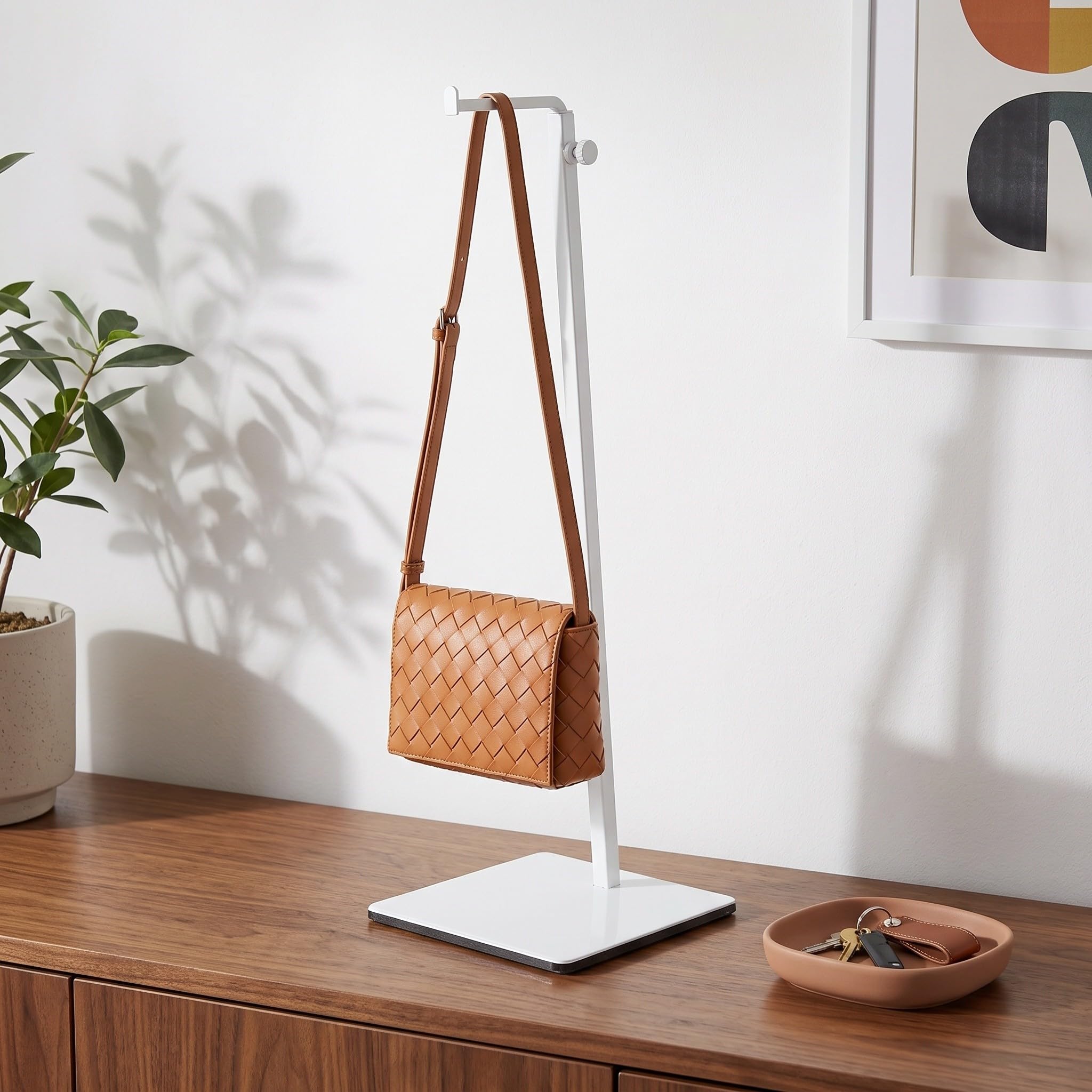 Artibetter 3 percheros metálicos para bolsos, soporte de exhibición para bolsos con altura ajustable, organizador de con gancho para mesa o mostrador.