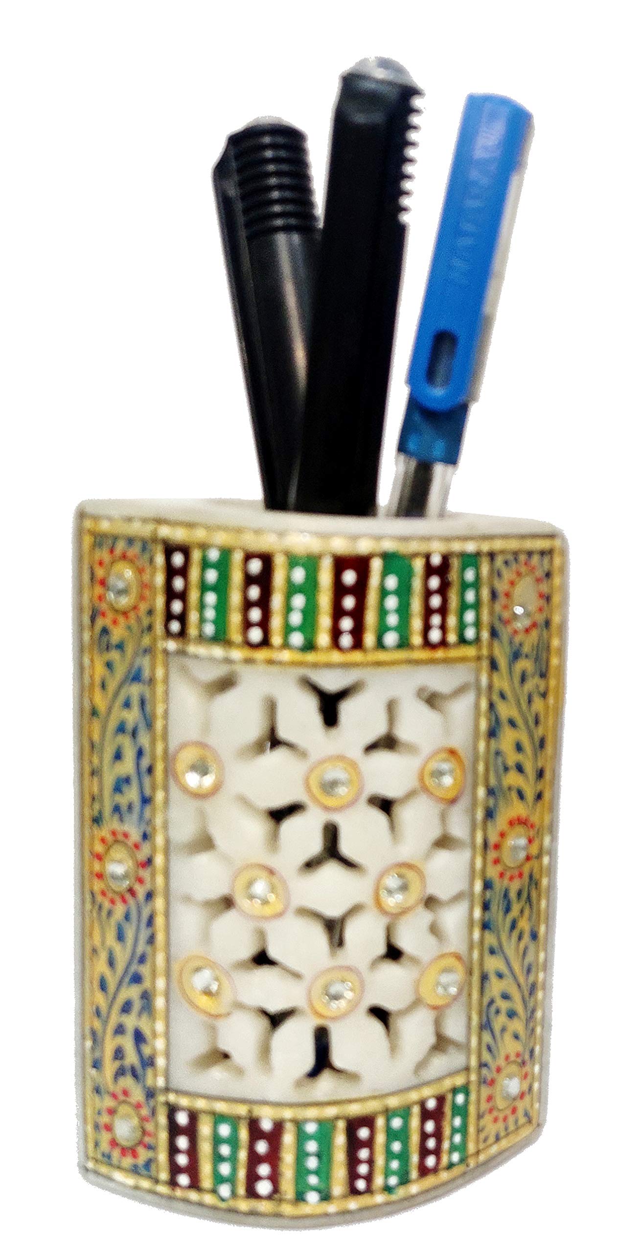Support de papeterie ovale sculpté avec motif treillis jali traditionnel