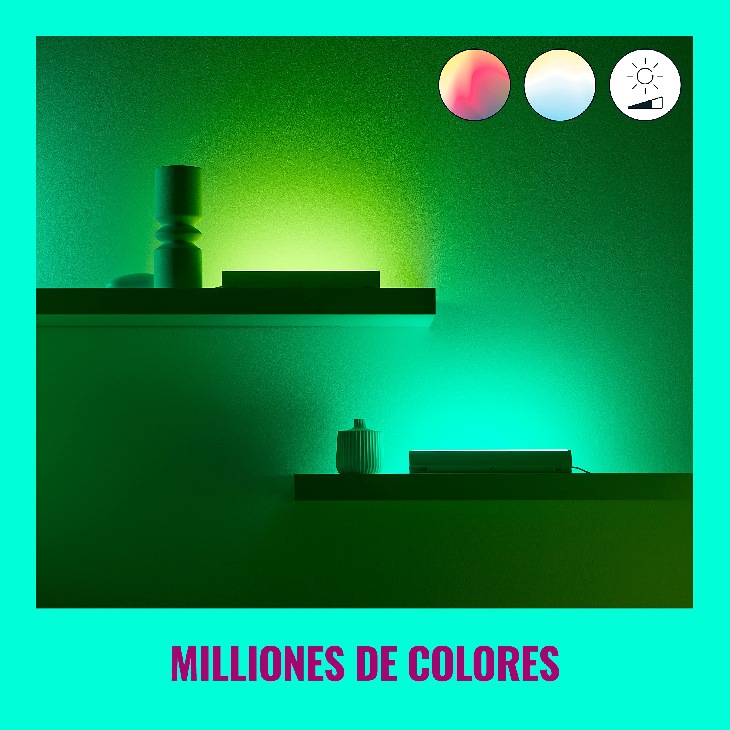 WiZ - Set de 2 Barras de luz led blanca y color Wi-Fi Plug & Play, con tecnología SpaceSense y compatible con Alexa y Google Home