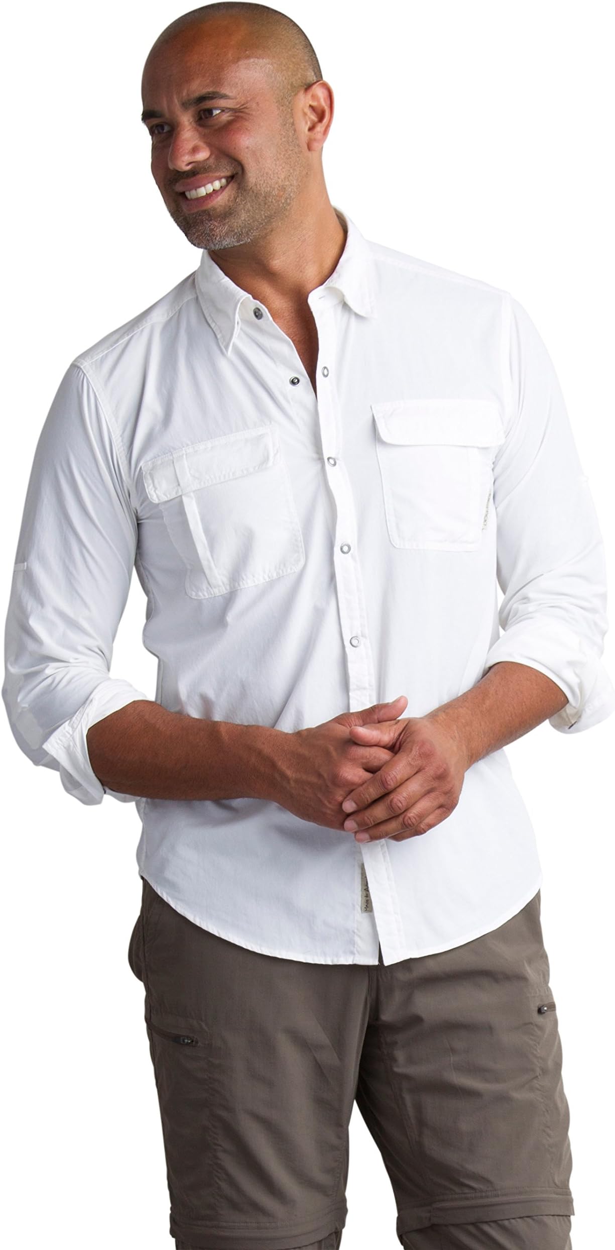 ExOfficio Men's BugsAway Halo Check Long-Sleeve Shirt, White, Large