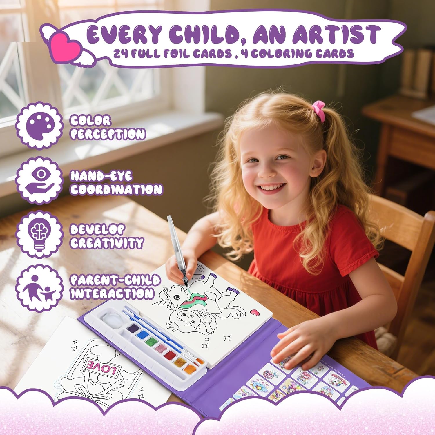 Paint with Water Coloring Books for Kids, Mess Free Watercolor Painting Kit Painting Activity for Kids Ages 3-5 4-8, Arts Crafts Drawing Gift Toy for Boy Girl