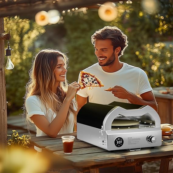 Outdoor Gas Pizza Oven Portable Propane Pizza Maker Oven with 12 inch Rotating Cordierite Stone Cooking Surface Cooks Pizzas in 60 Seconds LCD Touch Screen for Backyard, Camping, and Picnics