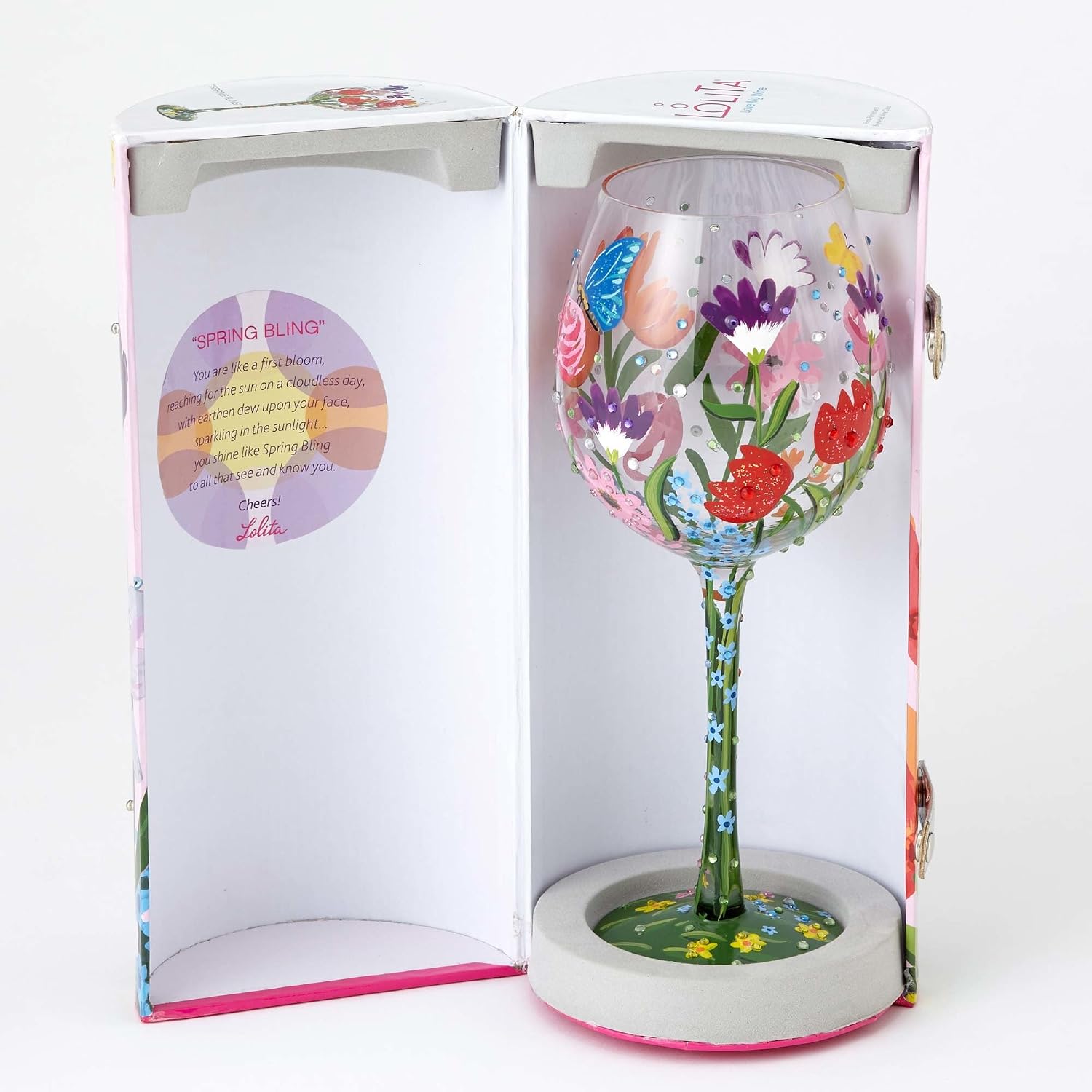 Blасk Frіdау - 40% оƒƒ Designs by Lolita “Spring Bling” Hand-painted Artisan Super Bling Wine Glass, 22 oz.