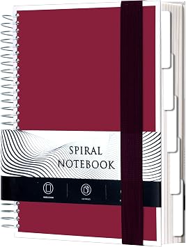 5 Subject Notebook College Ruled Spiral Notebook with Divider Tabs 300Page