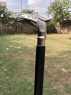 Eagle Walking Stick - Head Wooden Cane Walking Stick for Men and Women - Canes Christmas New Year Best GIift Silver Handle Wooden Canes