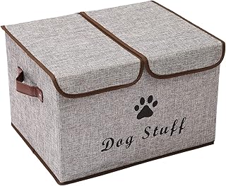 Dog toy box with lid dog storage organizer perfect basket for dog toys living room, playroom, closet, home organization and storage - LightGray