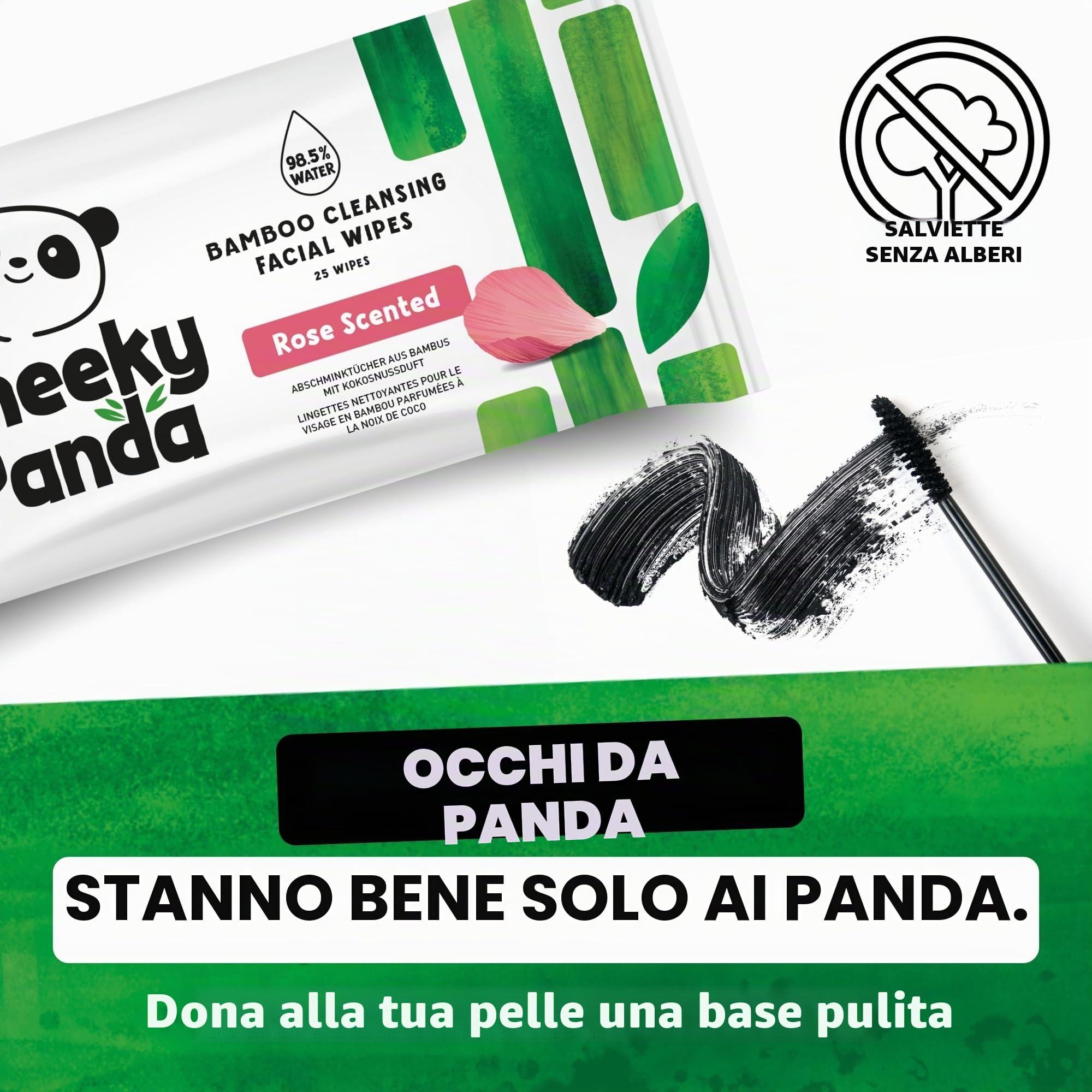 The Cheeky Panda Salviette Struccanti Profumate alla Rosa Vegano | 600 Pezzi | Fatto al 100% di bambù sostenibile | Formula e ingredienti naturali