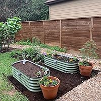 Vista 6 de Vego garden Kit de Cama de Jardín Elevada, 17" de Alto, Kit de Camas de Jardín Elevadas Modulares de Metal 4 en 1, Jardinera de Metal para Verduras