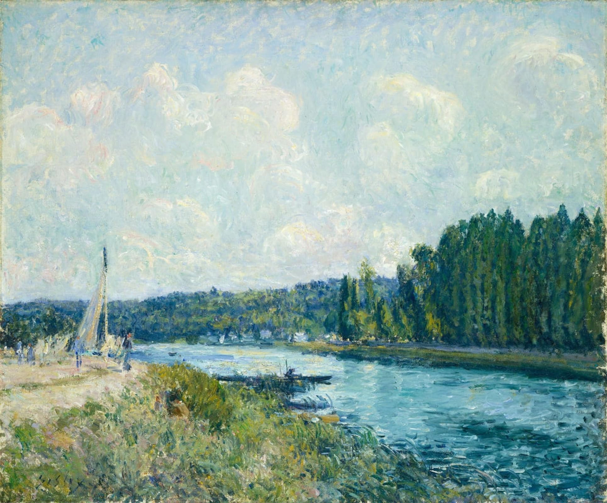 SERENDIPITP Aesthetic Poster Photo Wall Print Retro Picture the Banks of the Oise by Alfred Sisle Modern Wall Artwork for Home Decor 60x90cm