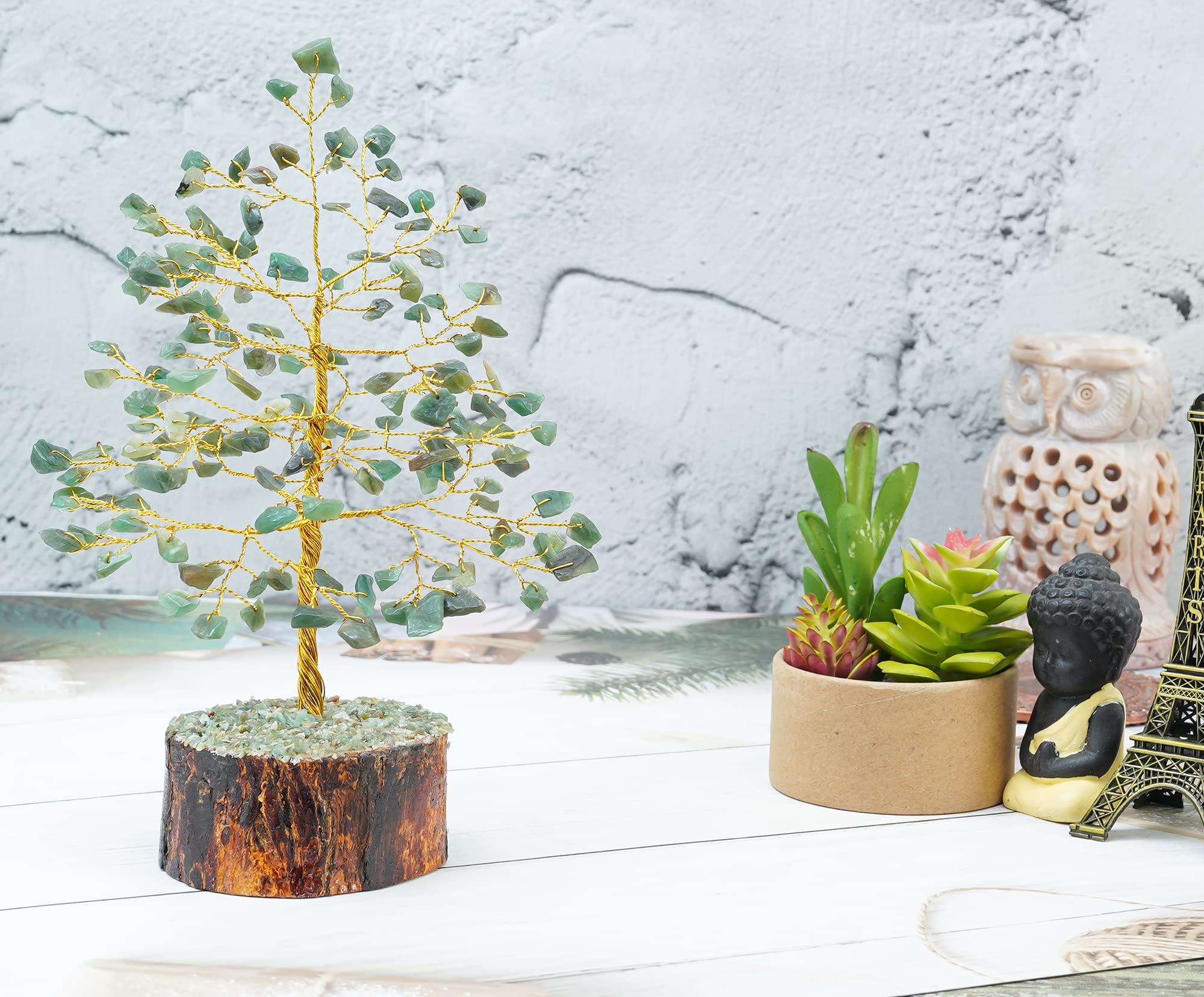 Crocon® Green Aventurine Healing Crystal Tree Bonsai, Desk Decor for Women Room & Office Decor Spiritual Gift Meditation Crystals for Home Decor Cute House Warming Gifts for Women Mom Birthday 7-8"