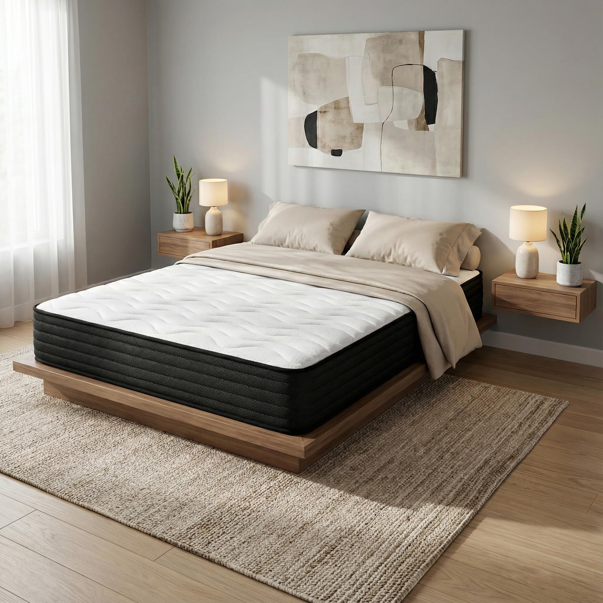 amuéblate online - Materasso viscoelastico Venus reversibile (lato inverno-estate) rigidità-durezza medio-alta, spessore 25 cm, antiacaro, antibatterico e ipoallergenico, 120 x 190 cm