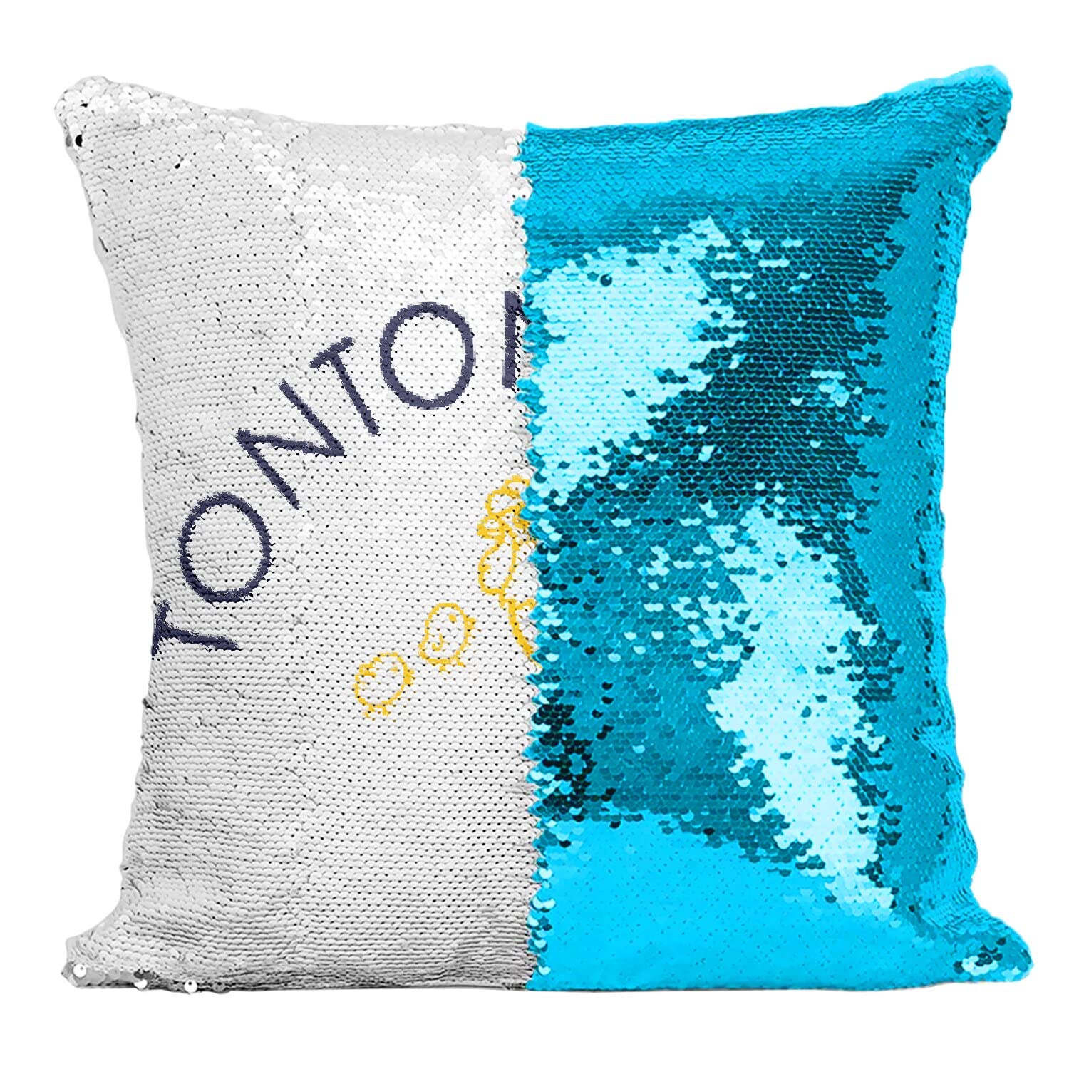 Coussin Tonton Poule paillettes turquoise l'esprit de famille