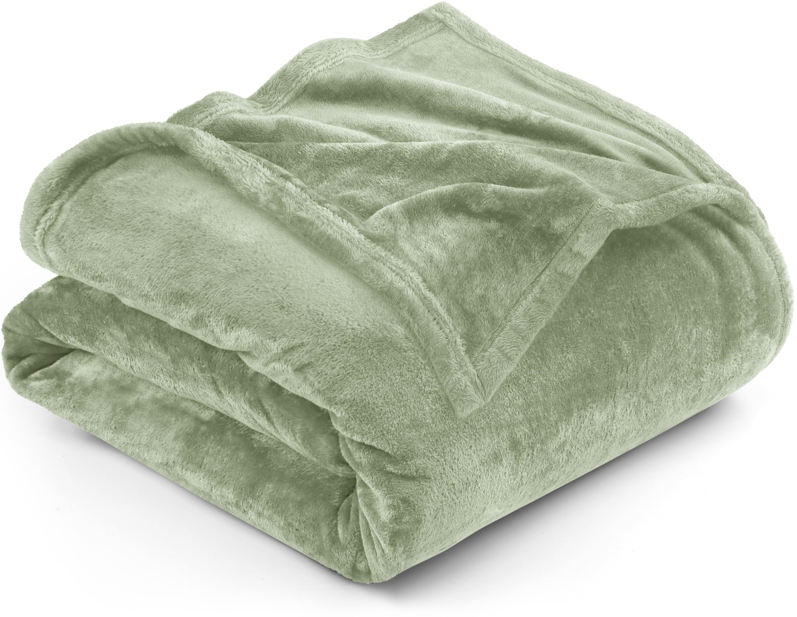 utopia bedding fleece blanket king size sage green 300gsm luxury fuzzy soft anti-static microfiber bed blanket (90x102 inch)