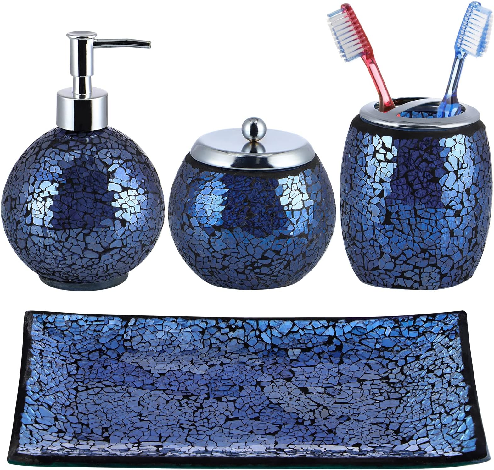 Amazon.com: LushAccents Bathroom Accessories Set, 4-Piece Decorative ...