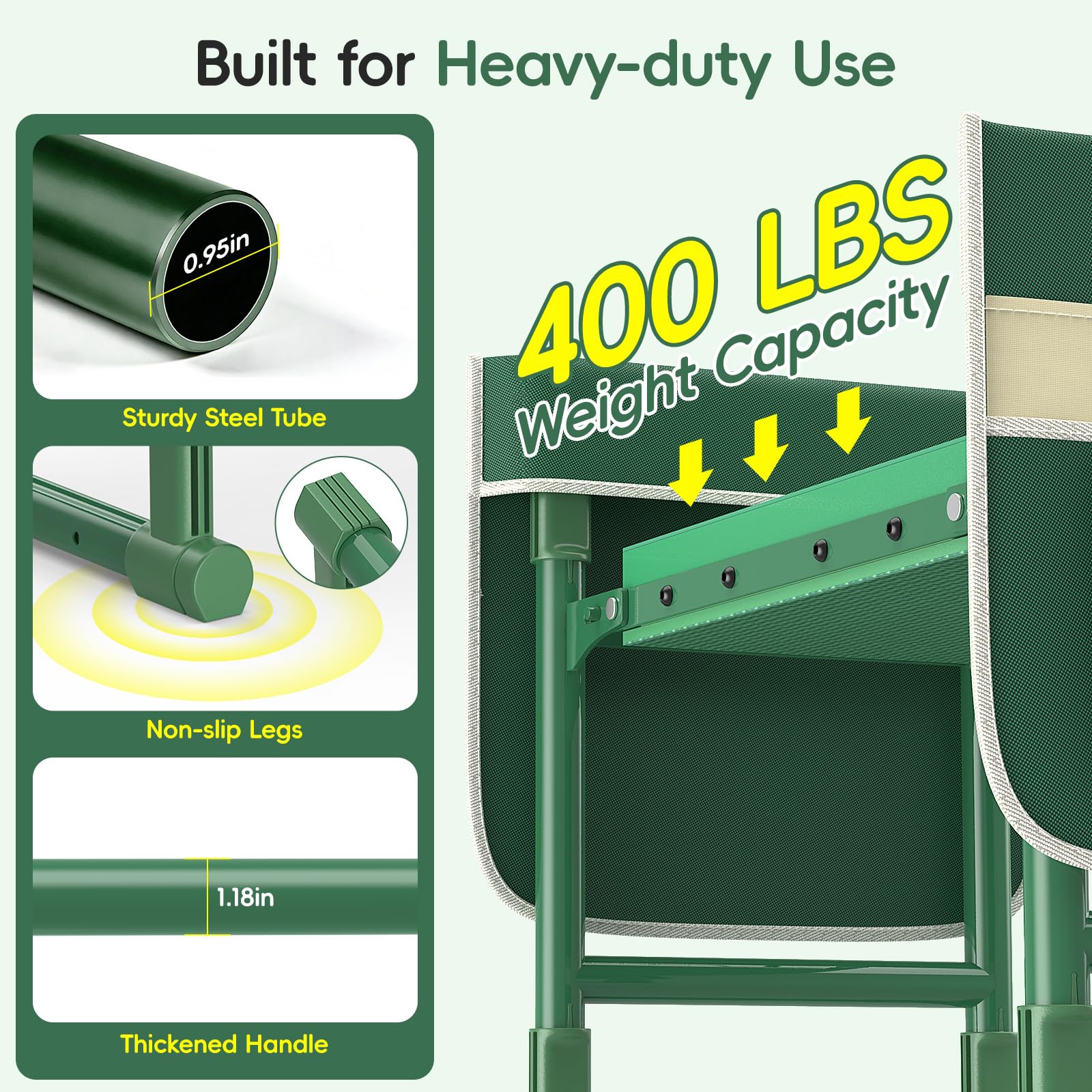 Housolution Rodillera y Asiento de Jardín Patas Extensibles Anti-Caída, Taburete Plegable con 2 Bolsas Herramientas, Almohadilla Gruesa Suave – Regalo Jardinería para Mujeres Hombres Adultos Mayores