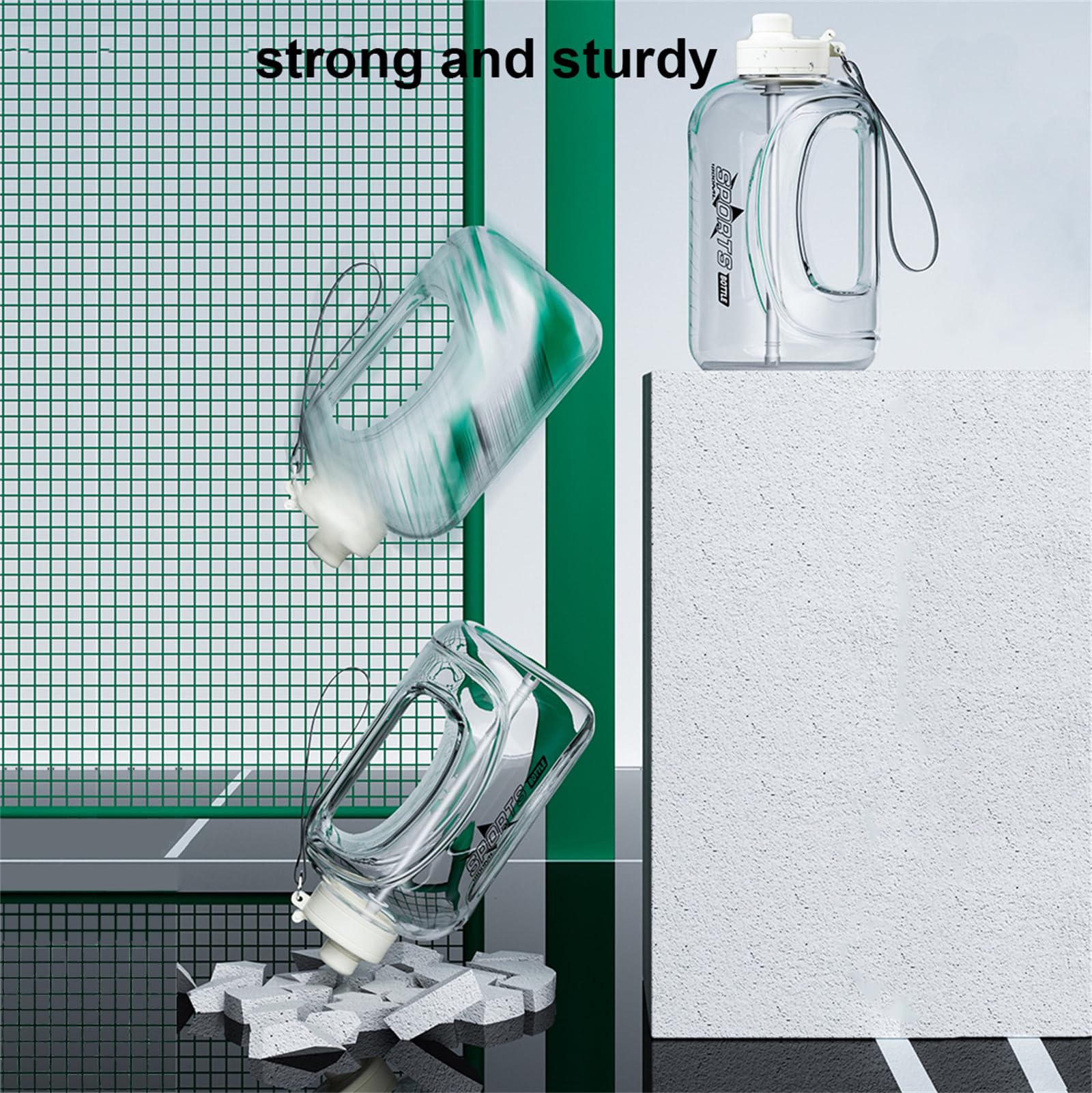 Tempi di Borraccia Sportiva da Bere,Maniglia per Brocca d'Acqua Riutilizzabile A Prova di Perdite,Borraccia Sportiva Senza BPA, per Palestra, Allenamento, Scursionismo,Nero,2800ml
