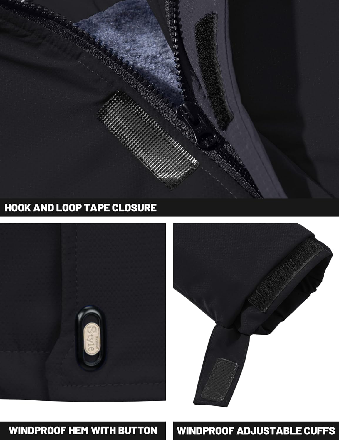 TACVASEN Winter Jacket Men's Water-Resistant Fleece Jacket Snow Ski Jacket Military Tactical Jacket Coat Parka Hood Raincoat - Image 5