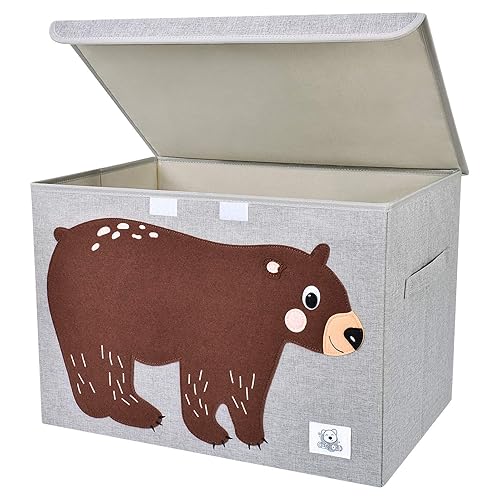 Miniatura 15 de CLCROBD Cofre plegable grande de juguetes para niños con tapa abatible, organizador de almacenamiento de juguetes de animales de tela plegable,