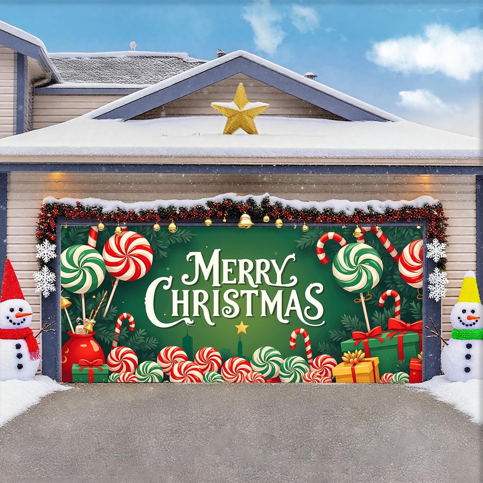 Zfflyh H Zffly Christmas Garage Door Decorations Cover Large Merry Christmas Decor Anging Backdrop Buddy Christmas Garage Door Banner For Party Background Supplies,,13 * 6Ft