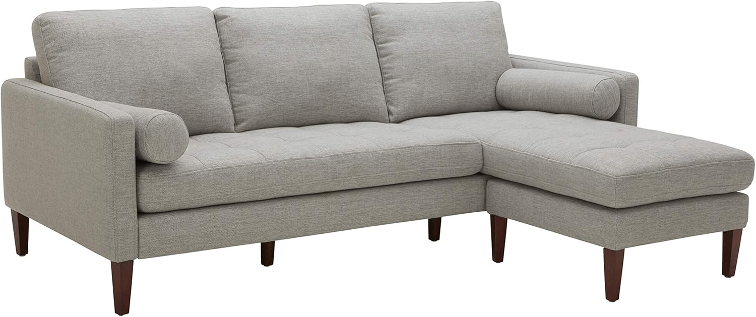 MISSING LEGS & HARDWARE Amazon Brand – Rivet Aiden Mid-Century Modern Reversible Sectional Sofa (86") - Light Gray