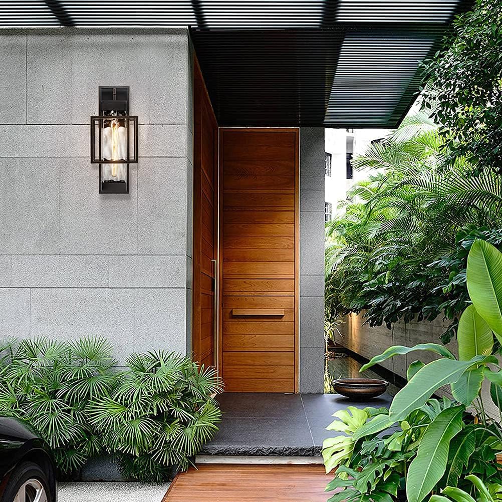 Amazon Crazy 🔥 Deals MOTINI 1-Light Outdoor Wall Lantern Exterior Wall Sconce Light Fixture in Oil Rubbed Bronze Finish with Clear Water Glass Shade for Entryway Porch, Bulb Included