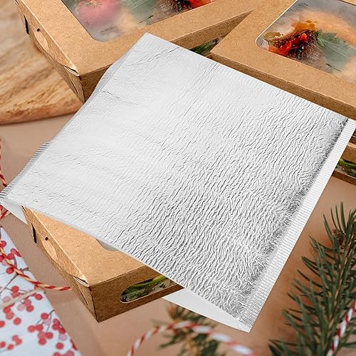 Miniatura 8 de BESTonZON Paquete de 50 bolsas de envío aisladas, bolsas de aislamiento térmico reutilizables de aluminio, forros térmicos para cajas térmicas,