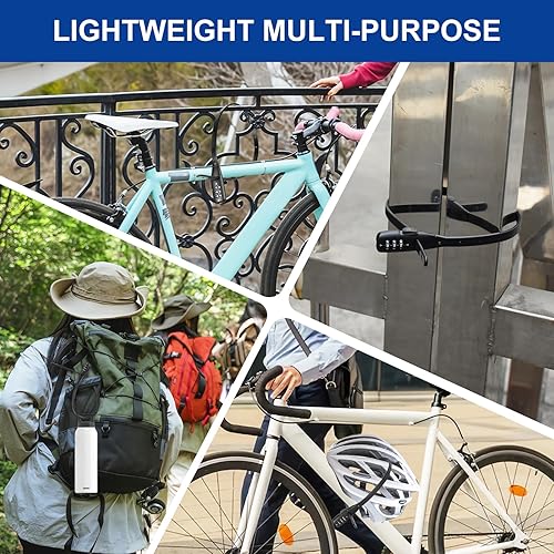 Miniatura 6 de Paquete de 2 candados de cable combinados de 3 dígitos con cierre de cremallera, ajustable y ligero para bicicletas, cascos, armarios, neveras,