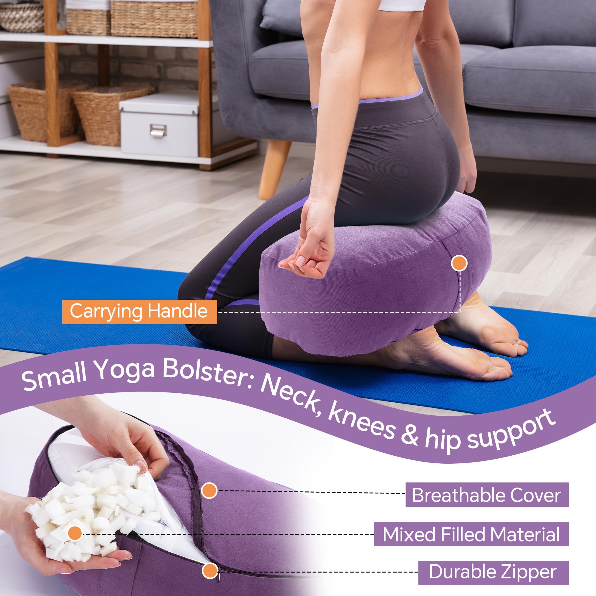 Amazon.com: MABOZOO 2-Piece Yoga Bolster Pillow, Rectangular