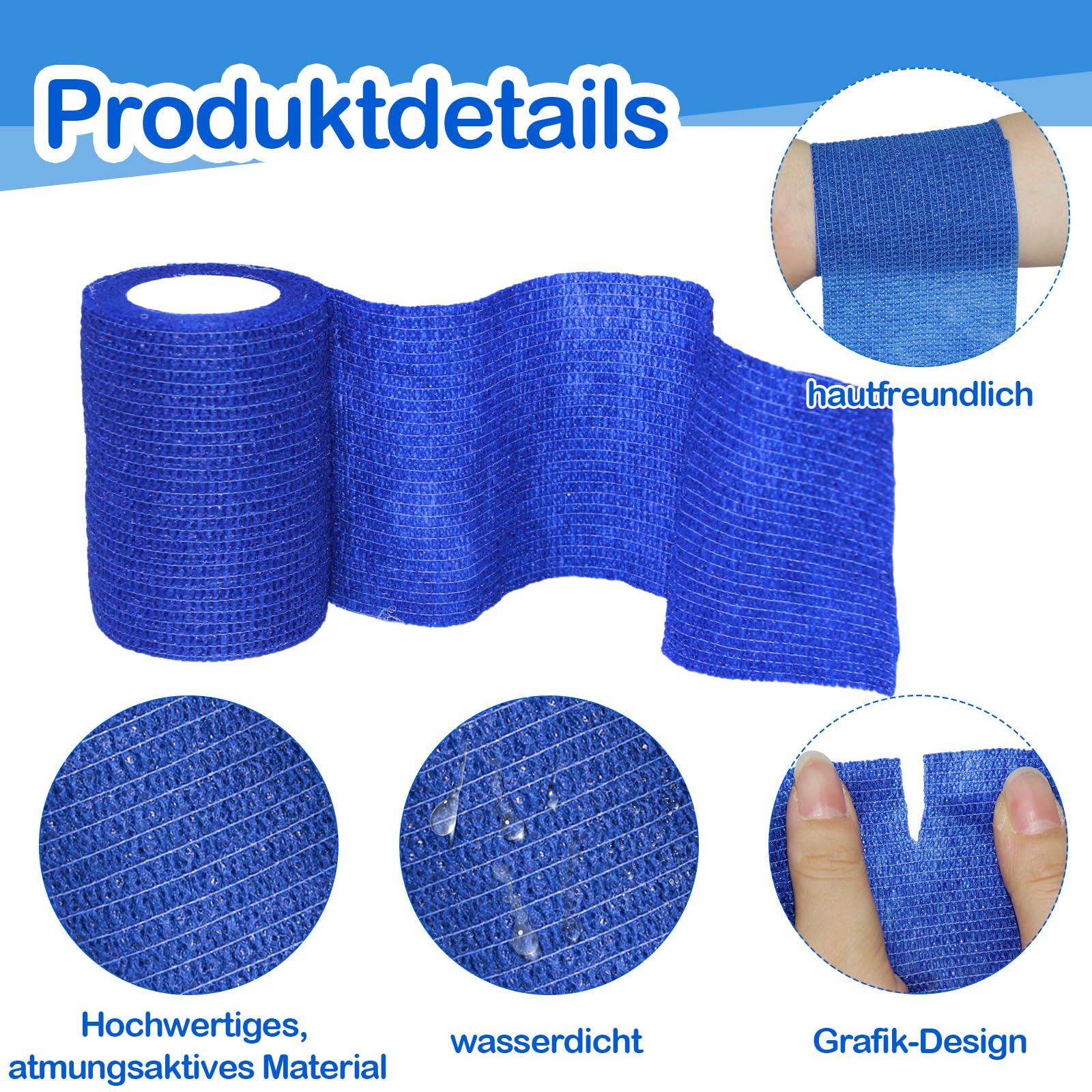 8 Bende Autoadesive Elastiche 7,5cm X 4,5m - Per Pronto Soccorso, Sport, Cani E Cavalli - 5