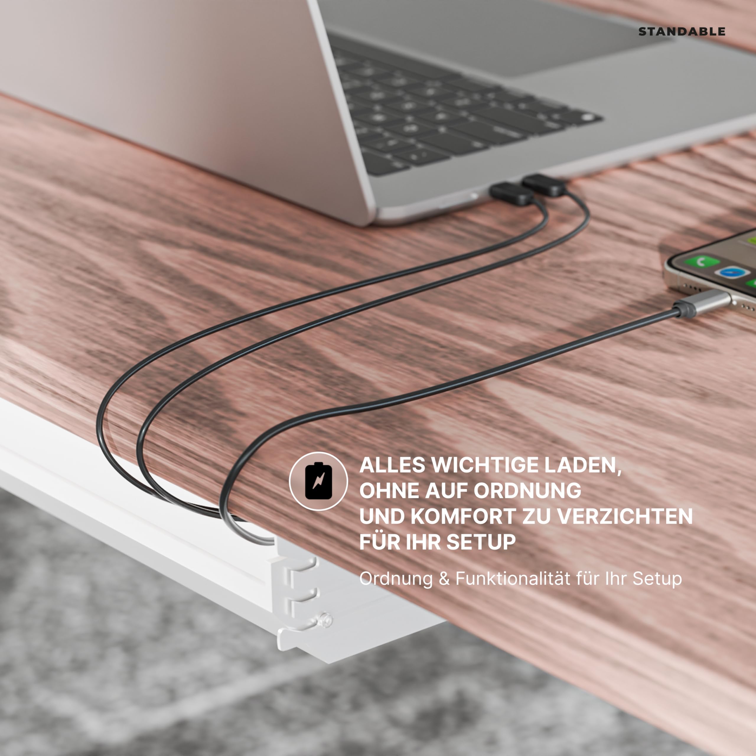 Kabelwanne FLIP I Kabelkanal Schreibtisch in 117 x 15.5 x 8 cm I Halterung für optimales Kabelmanagement Schreibtisch I Kabelkanal Tisch I Cable Management einfache Montage