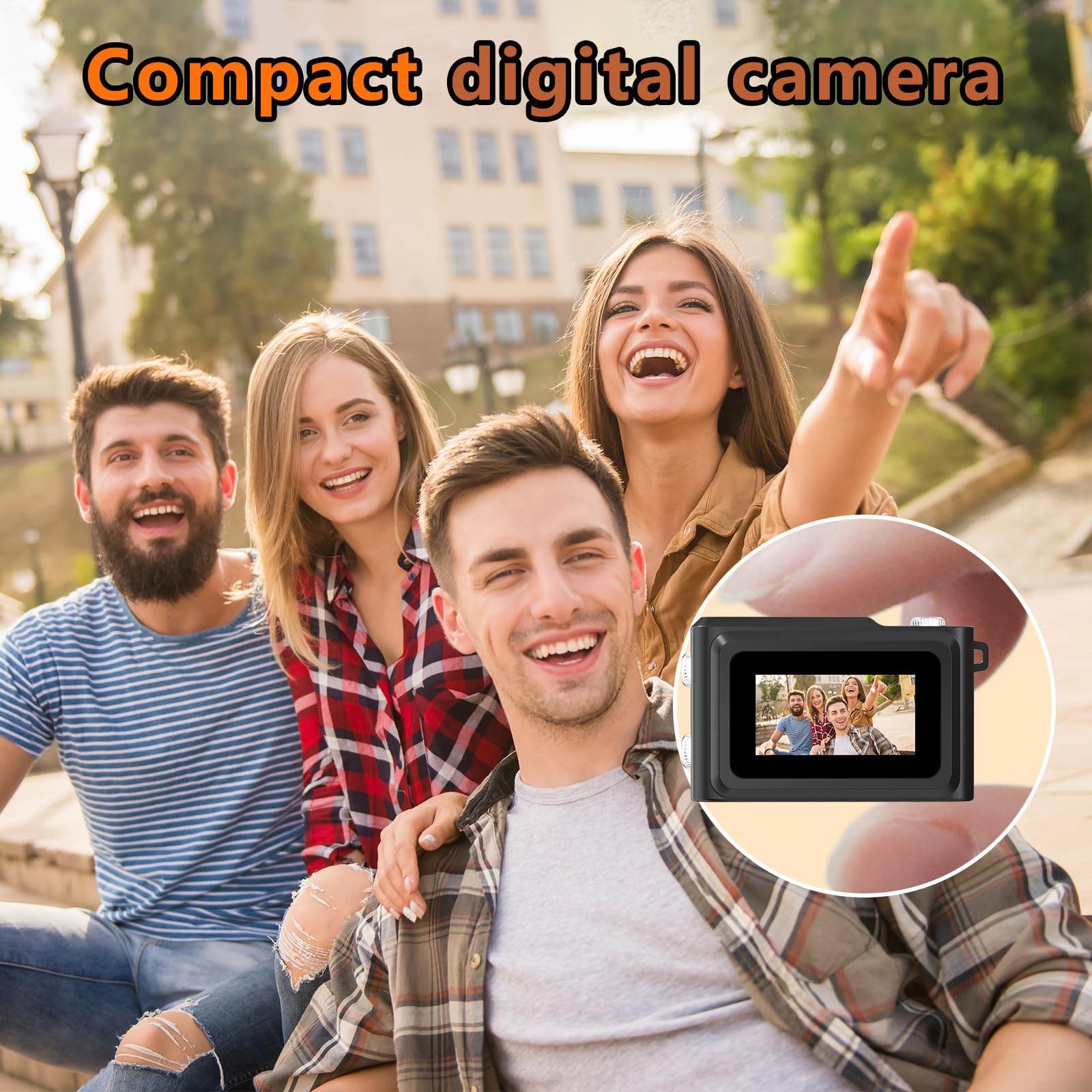 Mini fotocamera digitale retrò FHD 1080p con obiettivo da 2 MP, schermo da 0,96 pollici e adattatore OTG con scheda da 16 GB, fotocamera tascabile compatta vintage per viaggi, bambini, ragazzi