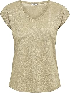 Only Onlsilvery S/S V Neck Lurex Top Jrs Noos Top Donna