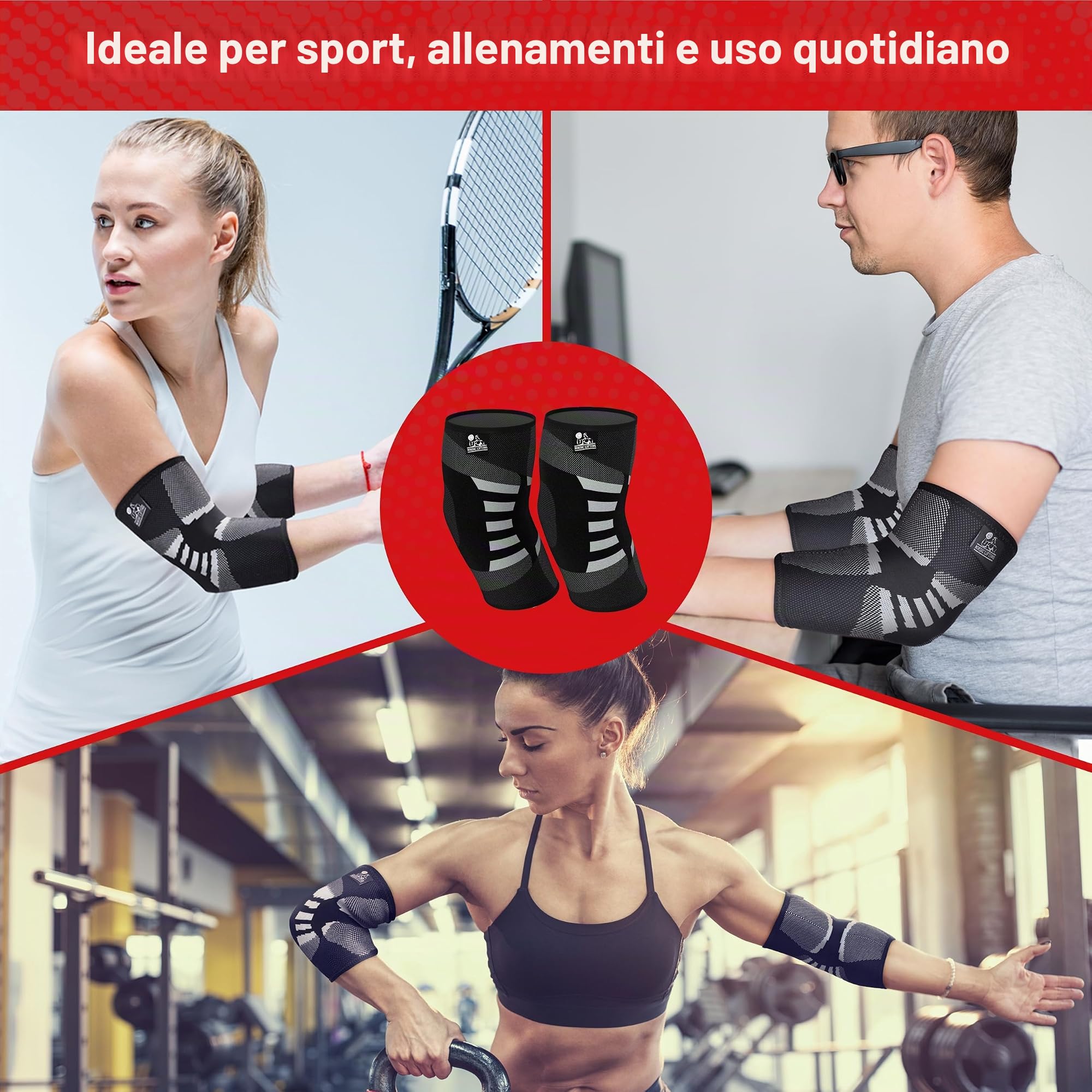 Gomitiere (1 paio) Supporto e Compressione per Sollevamento Pesi, Powerlifting, Cross Training e Tennis -5mm Manica in Neoprene per le Migliori Prestazioni -Per Donne e Uomini-di Nordic Lifting®-1 Anno di Garanzia