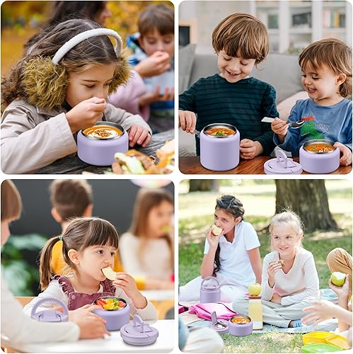 Miniatura 8 de Termo de sopa de 13.5 onzas para comida caliente para niños, tarro de comida aislado al vacío con tapa de hebilla, boca ancha, a prueba de fugas,
