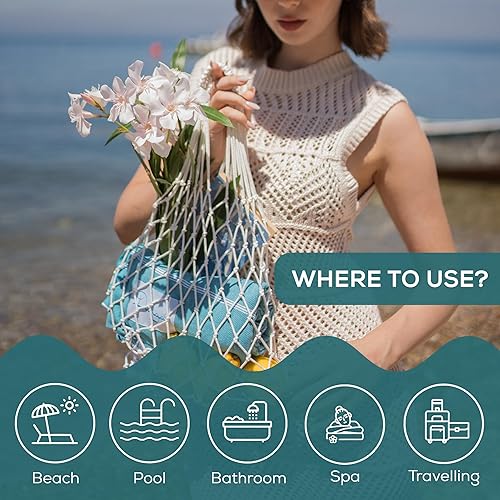 Miniatura 6 de Dalga Sultan Peshtemal - Toalla de playa ligera, ultra absorbente, de secado rápido, sin arena, 67 x 33 pulgadas, toalla de viaje todo en uno para