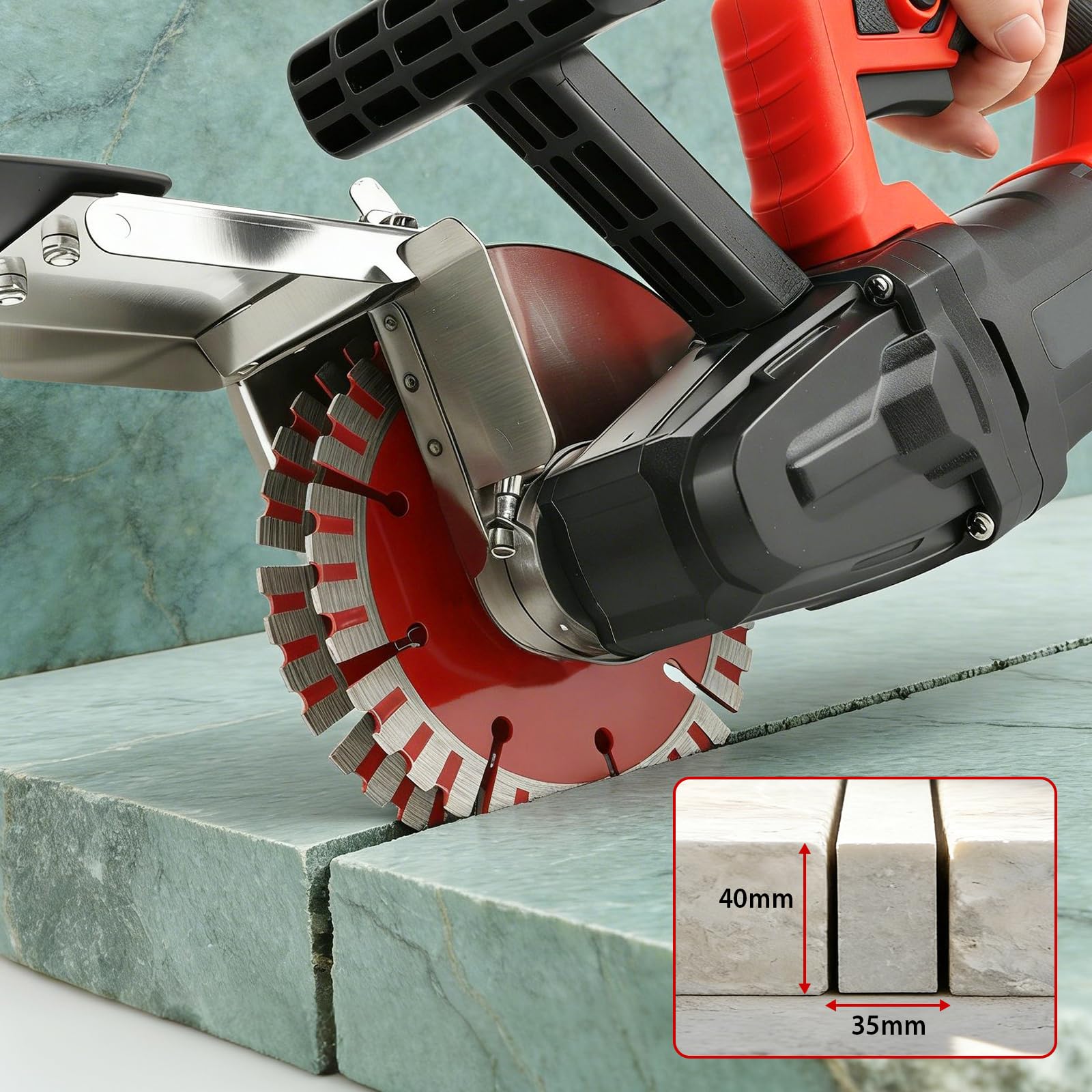 Rozadora de pared con sistema de eliminación de polvo, 1600 W, 7000 RPM, ancho de corte máximo de 35 mm, profundidad de canal de 40 mm, con 2 discos de corte de 133 mm