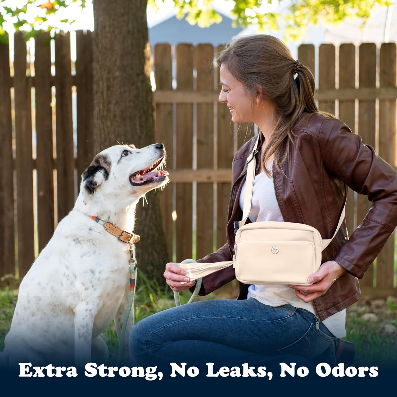 Puppington 3-in-1 Crossbody Bag & Dog Treat Pouch with Slow-Feeding Travel Bowl & Reflective Leash for Pet Training with 270 Matching Compostable Poop Bags (Vanilla Cream)