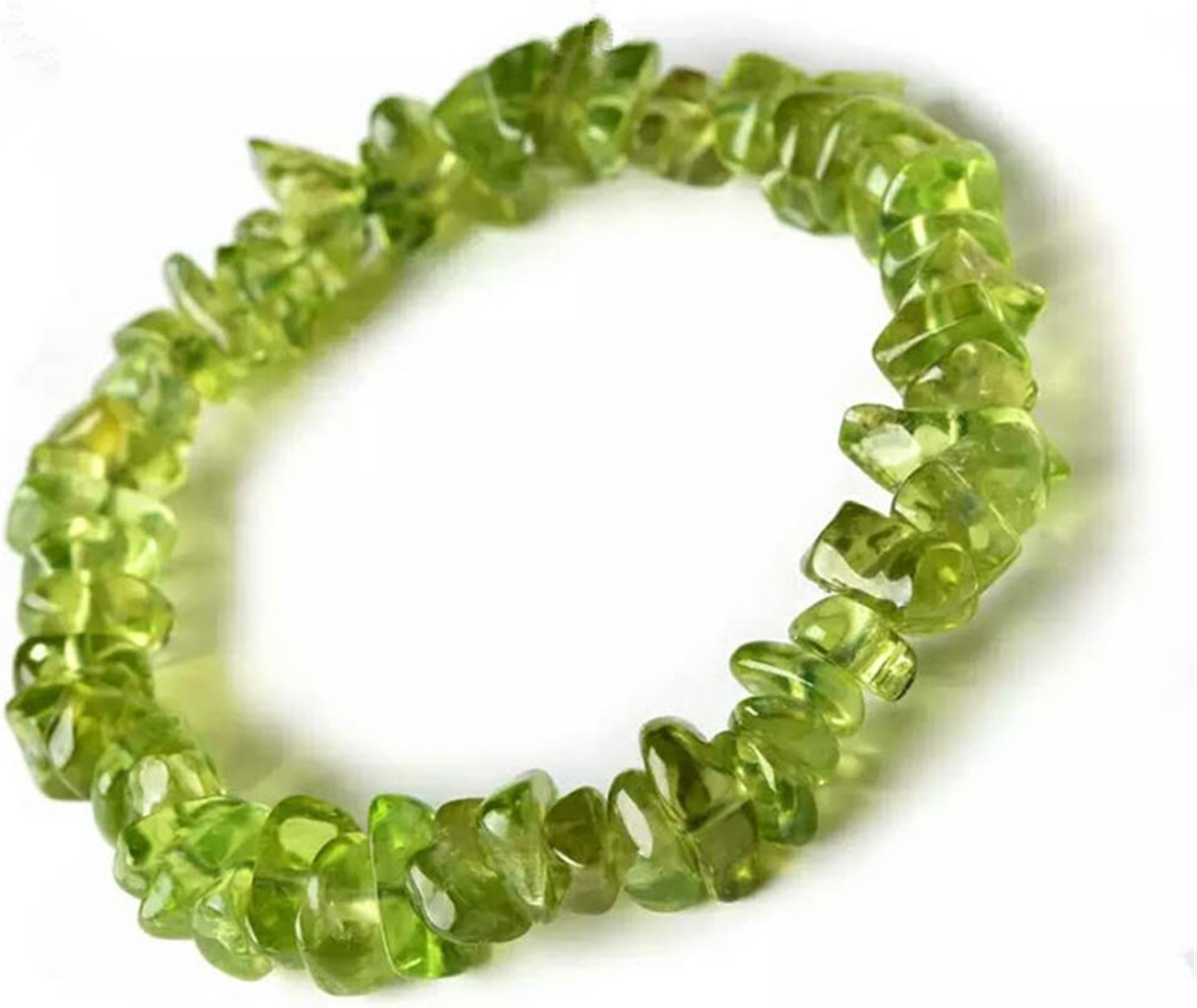 LiZiFangGreen Natural Olivine Peridot Gemstone Crystal Bead Stretch Bracelet 6mm