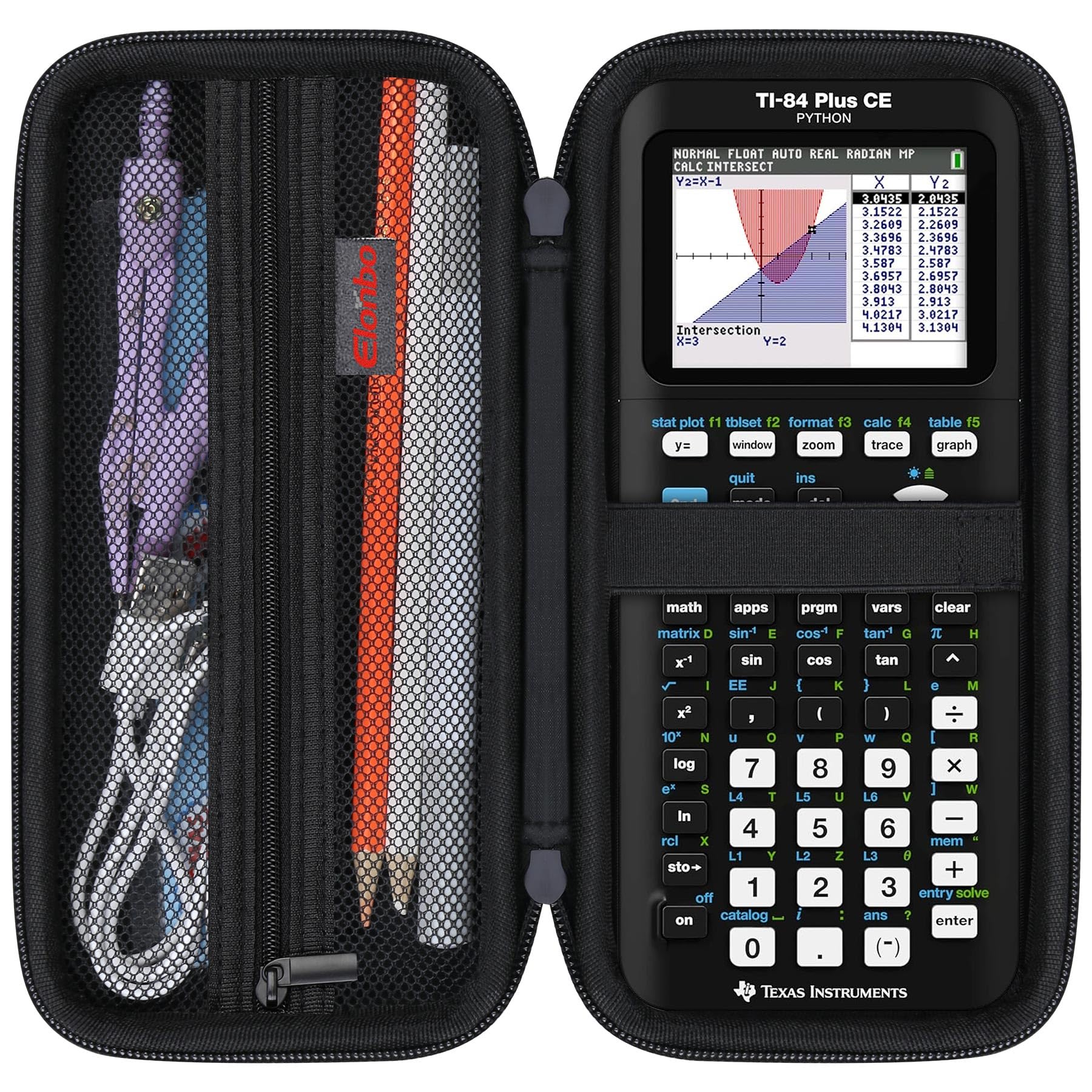 Elonbo Carrying Case for Texas Instruments TI-84 Plus CE/TI-84 Plus/TI-83 Plus/TI-83 Plus CE Color Graphing Calculator, Extra Mesh Pocket Fits