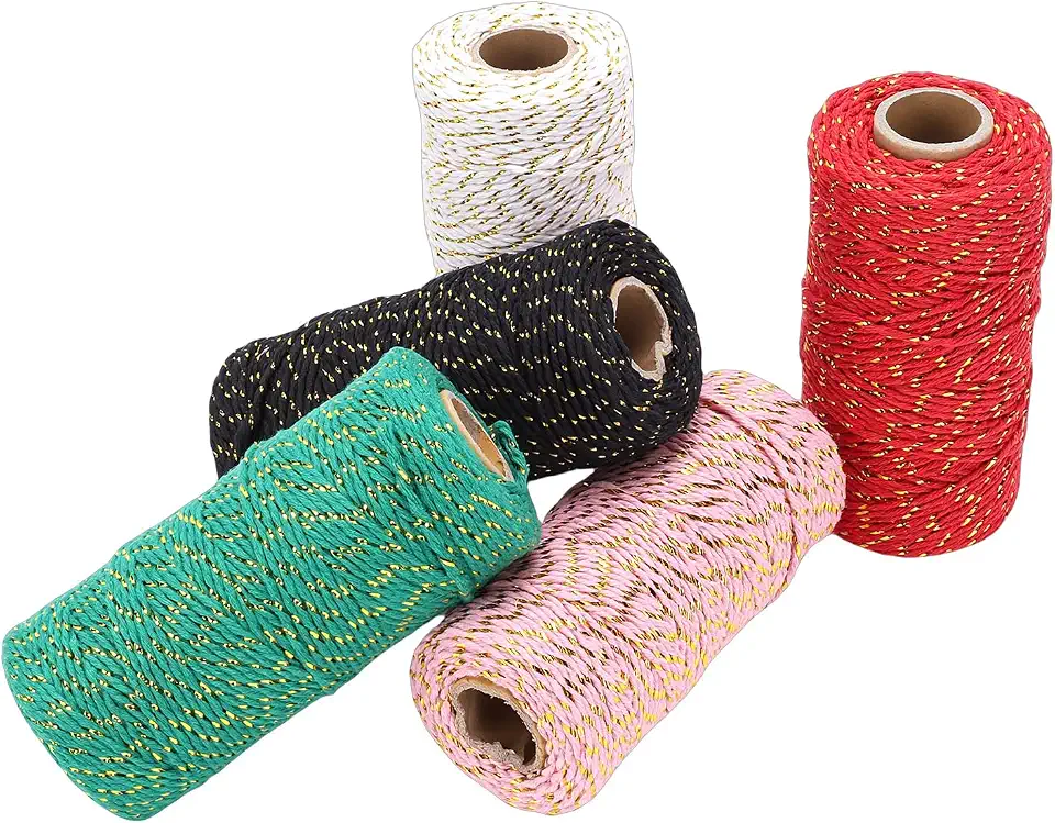 Colored Twine 2mm Cotton String with Gold Wire