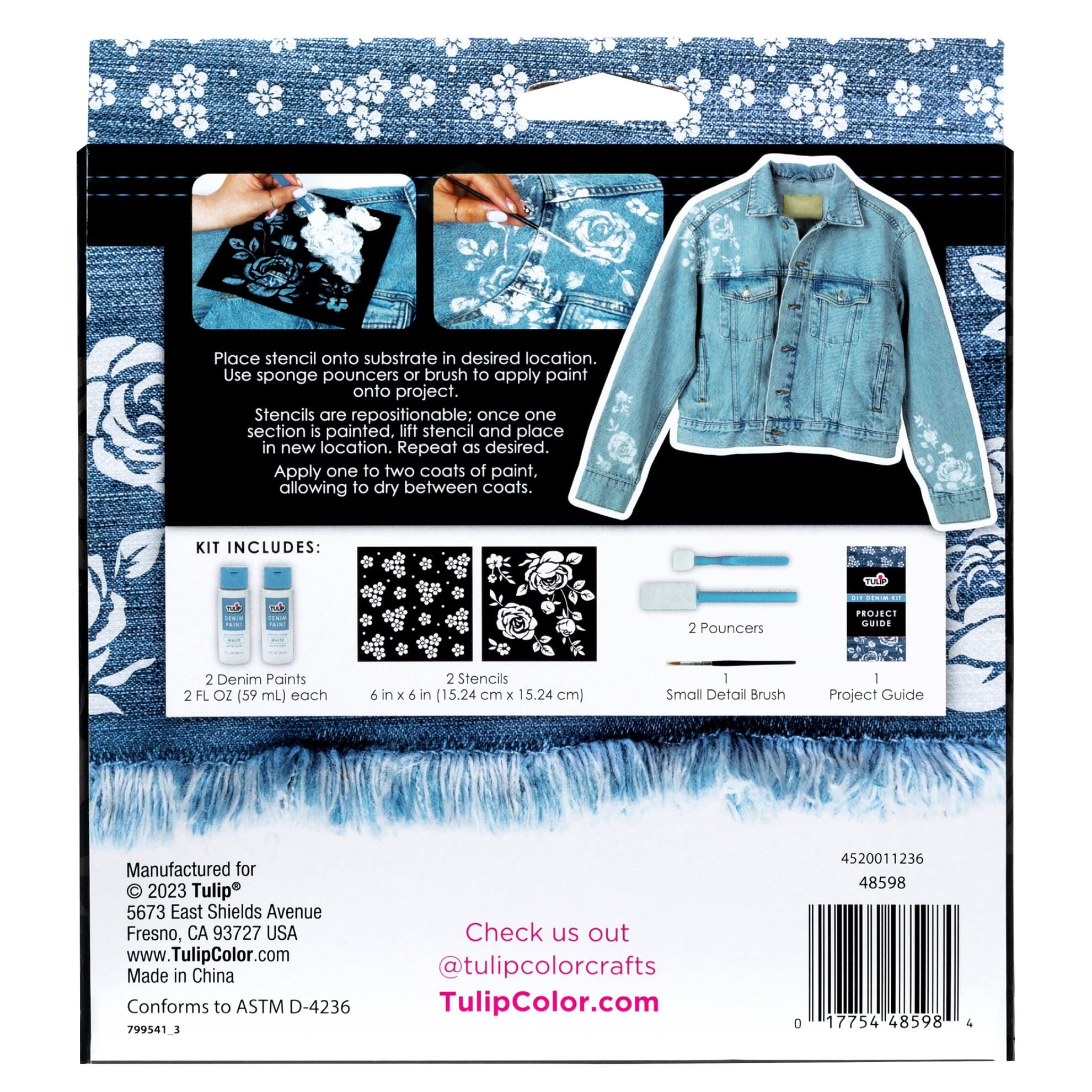 Amazon.com: Tulip Denim Paint Stencil Kit, Permanent Paints