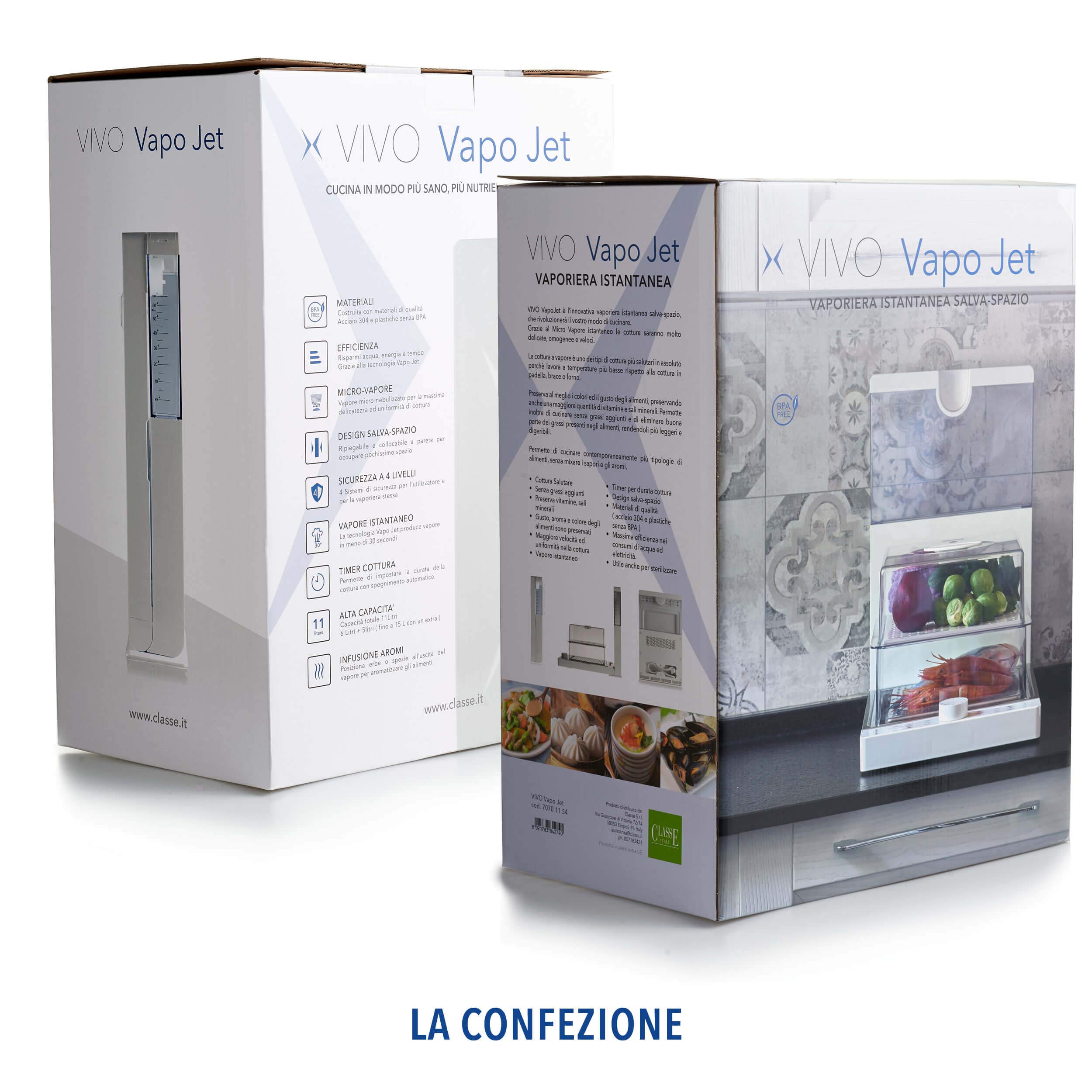 VIVO Vapo Jet | Vaporiera Istantanea, Salva Spazio, Vaporiera Elettrica | Cottura al vapore, utile anche per sterilizzare