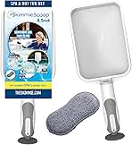 The Skimmie Scoop - Patented Handheld Skimmer with Fine Mesh Net for Spa, Hot Tub, Cold Plunge and Small Pool Cleaning - Lightweight and Durable with Powerful Suction Cup - Clean Out Filter (White)