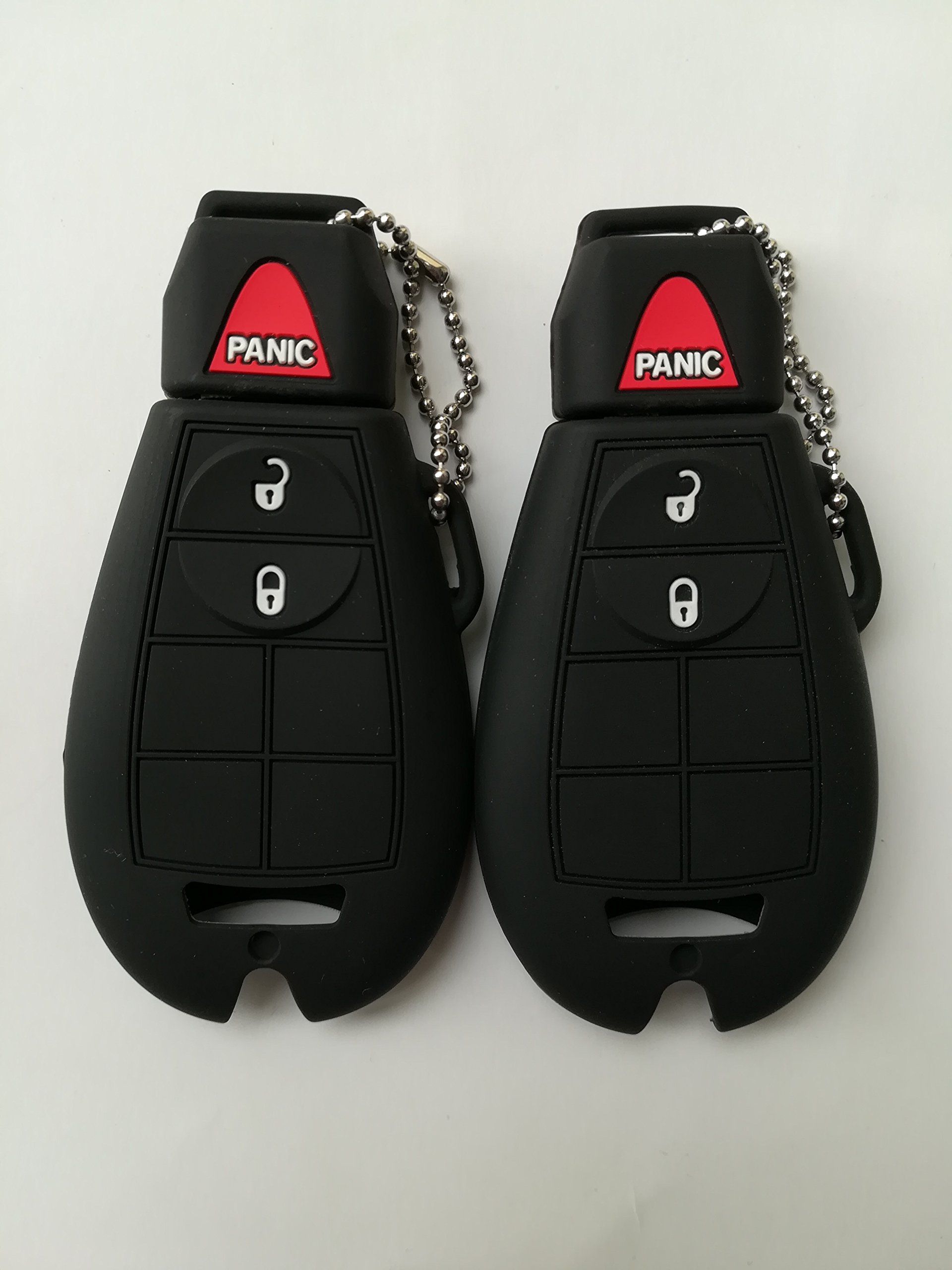 2pcs Black Fob Remote Key Cover for Chrysler 300 Jeep Grand Cherokee Commander Dodge Ram 4500 Ram 3500 Ram 2500 Ram 1500 Journey Grand Caravan Durango Magnum Charger Challenger M3N5WY783X IYZ-C01C