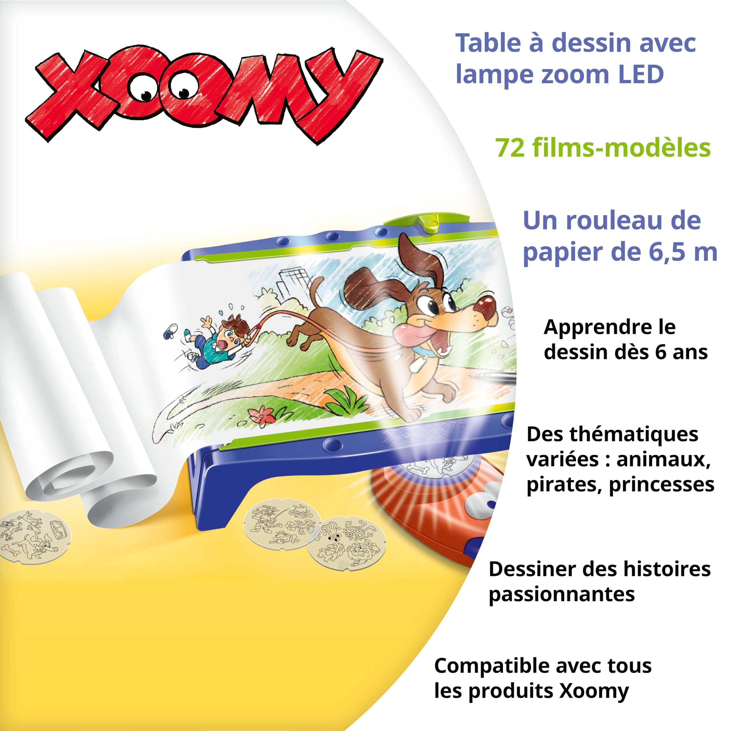 Ravensburger Xoomy Maxi – Table à Dessin pour Enfant avec projecteur LED – Apprendre à Dessiner – Rouleau de Papier 6,5 m – 300 modèles – Activité créative dès 6 Ans – Version française